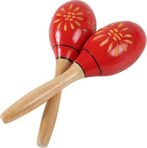 レッド SHINENISM マラカス Maracas 木製 楽器 2本組 (赤)