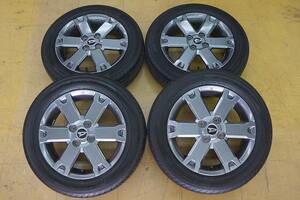 送料無料【中古 SET】165/65R15 165/65-15 ヨコハマ ブルーアース AE30 ダイハツ タフト 純正 4H100 4.5J+45