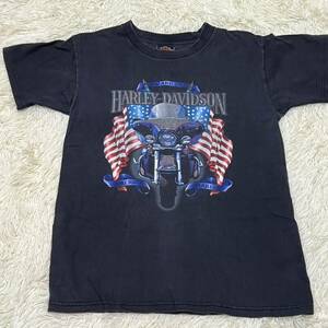 【希少】Harley Davidson ハーレーダビッドソン　Tシャツ 半袖　両面デザイン　ビックロゴ　M　USA製　ヴィンテージ　黒　古着　アメリカ