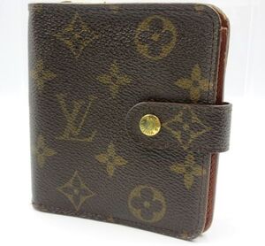 ■LOUIS VUITTON ルイヴィトン 二つ折り 財布 モノグラム コンパクトジップ M61667 ブラウン系 レディース 女性用 ブランド品 ウォレット