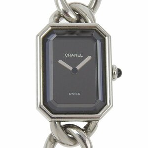 1円 訳あり シャネル CHANEL クオーツ プルミエールXL 黒文字盤 SS×SS レディース 腕時計