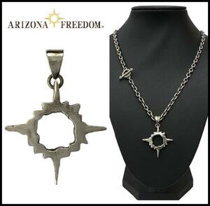 ARIZONA FREEDOM アリゾナフリーダム シルバー 全銀 太陽神 シンボル プレート ペンダントトップ チャーム ネックレス イーグル フェザー