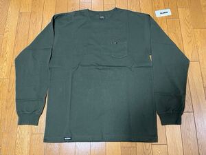 XLARGE エクストララージ x Lee リー L/S POCKET TEE ポケットつきロンT・XLサイズ・OLIVE・101213011038・Wネーム・2〜3回着用