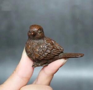 鳥の置物　ヴィンテージ　レトロ　真鍮　スズメ　雀　鳥の雑貨　HANAKO