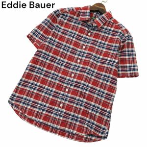 Eddie Bauer エディーバウアー 春夏 コットン&ポリ★ 半袖 チェック シャツ Sz.S　メンズ アウトドア　A4T07976_7#A