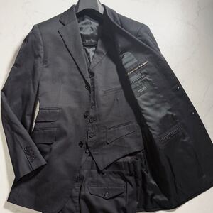 BURBERRY BLACK LABEL【大きいサイズ!!!】バーバリーブラックレーベル 3ピース スリーピース スーツ XLサイズ ノバチェック ストライプ 黒