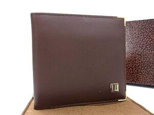 ■極美品■ dunhill ダンヒル レザー 二つ折り 財布 ウォレット 札入れ カード入れ メンズ ブラウン系 BK2596