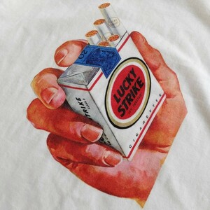 LUCKY STRIKE ラッキーストライク 煙草 たばこ ビッグハンド ヴィンテージポスター アート 半袖Tシャツ XLサイズ 輸入 古着 マルボロ