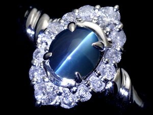 1円～【ジュエリー極】超希少宝石！極上天然アレキサンドライトキャッツアイ0.70ct＆ダイヤ0.30ct 高級K18WGリング k8722ou【送料無料】