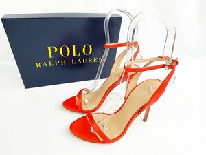 新品　POLO RALPH LAUREN ラルフローレン　サンダル レザー イタリア製 ハイヒール パンプス オレンジ　36 アンクルストラップ 23cm