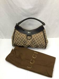 GUCCI グッチ アビー GG ワンショルダー ショルダーバッグ ベージュxブラウン 189833 キャンバス レディース SS-312866