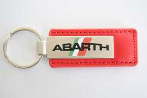 アバルトロゴ レザーキーホルダー レッド イタリア国旗 abarth　FIAT