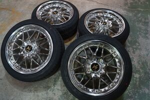 A 送料無料 絶版 メッキ WORK VS メッシュ 17 4H＆ 5H114.3 8J 9J 新品 215/45R17 チェイサー クラウン RX-7 インテグラ プリメーラ ワーク