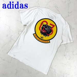 adidas アディダス 半袖バックプリントTシャツ ホワイトスポーツ ストリート スケボー ユニセックス コットン100％ XS C396