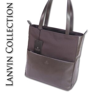 ランバンコレクション LANVIN COLLECTION A4 トートバッグ メンズ グレー 正規品 新品 定価42,900円 レザー ビズトート 防水 PC収納 日本製