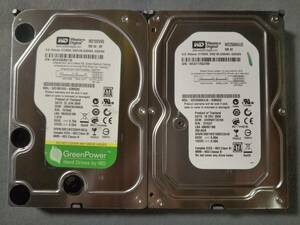 1TB 250GB Western Digital WD10EVVS WD2500AVJS 3.5インチ SATA 使用時間多め 二個セット