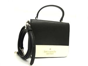 1円 ■極美品■ kate spade ケイトスペード KA807 ステイシー スクエア レザー 2WAY ショルダー ハンドバッグ ブラック系 FJ3080