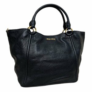 MIU MIU　ミュウミュウ　バッグ　レザー　トート　RR1880　GP金具　黒　ブラック　ロゴ　ハンド