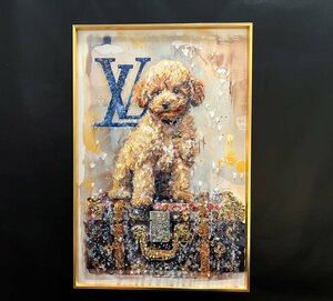 大特価　未使用　新品　プレゼント梱包可能　送料無料　アートパネル　オマージュパネル　犬　プードル　キラキラ　かわいい