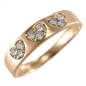リング 結婚指輪にも ハート ダイアモンド 4月誕生石 k18ピンクゴールド
