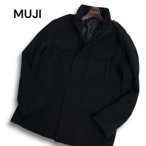 MUJI 無印良品 秋冬★ M-65 メルトン ウール ミリタリージャケット Sz.M メンズ 黒　C4T09932_B#N