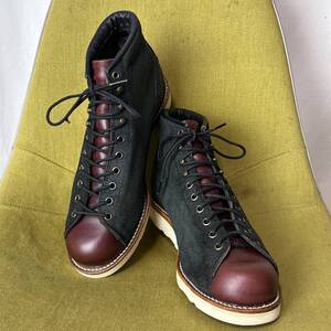 美品 CHIPPEWA チペワ 黒刺繍タグ コンビレザーモンキーブーツ 9EE USA製 27.0 27.5相当 レザーシューズ ラインマン クロムエクセル