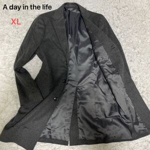 A day in the life アデイインザライフ ユナイテッドアローズ チェスターコート ロングコート カシミヤ混 ウール ビジネス グレー XL