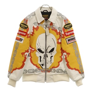 SUPREME シュプリーム 19SS ×VANSON Leathers Ghost Rider Jacket バンソンコラボ レザーゴーストライダージャケット ホワイト