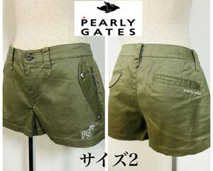 未使用　PEARLY GATES　パーリーゲイツ　ショートパンツ　ゴルフウェア　ダークグリーン　レディース２