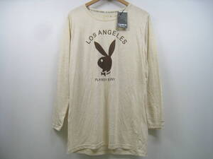 新品 PLAYBOY プレイボーイ PLAYBOY BUNNY ロンT ロングスリーブTシャツ 長袖 ベージュ サイズL