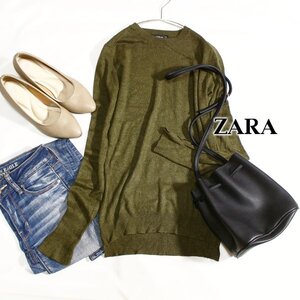 美品 ZARA KNIT ザラニット 綺麗め細身 ストレッチニット プルオーバー M 春 秋 合服 24D10