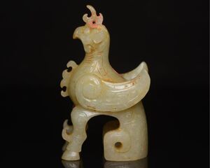 永し 清時代 和田玉 玉鳥尊 極細工 彫件 置物擺件 古美術品 時代物 古董品 収集 旧家蔵出 中国唐物 A582