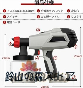 電動 スプレーガン ムースガン 発泡 500W 取り外し可能な高圧ケーキ チョコレート ツールと調整可能ノズル1.8mm スプール2.6mm