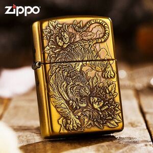 1円 定価9.8万 猛虎 Zippo 真鍮製 ライター ジッポー 立体感 オイルライター 新品 煙グッズ 