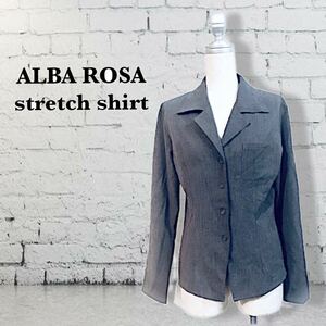 即決★アルバローザ ALBAROSA ストレッチシャツ テーラードジャケット レディース トップス シンプル スタンダード　オフィス