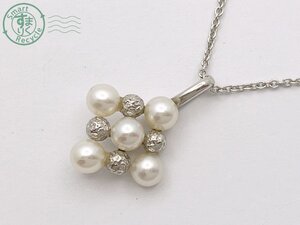 BA0603608　★ TASAKI タサキ 田崎真珠 真珠 パール 5粒 ネックレス ペンダント S SN 刻印 シルバー 重量約3.1ｇ アクセサリー