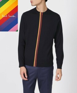 ☆新品未使用☆Paul Smith アーティストストライプ クルーネックニット☆黒☆Lサイズ 肩幅43㎝ 身幅53㎝ 着丈65㎝ 袖丈61㎝☆定価26,400円