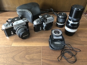 【2台セット/レンズ3本/Gossen露出計】ニコン Nikon F フォトミック 6820399/6780670 NIKKOR 50mm F1.4/43-86mm F3.5/200mm F4 Bisix 2 