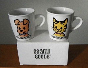 レトロ　ハラダオサム　OSAMU GOODS　マグカップ　陶器　犬　ネコ　2個　箱入り
