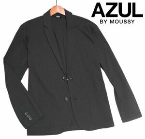 新品! アズールバイマウジー 2B 微光沢 テーラードジャケット ブラック (M) 送料安 ☆ AZUL BY MOUSSY メンズ 高密度ハイストレッチ 薄手★