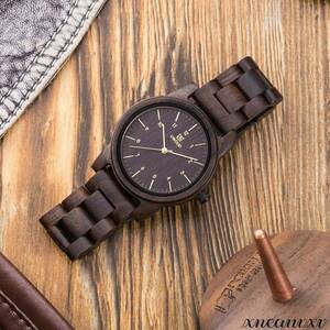 アンティーク風 木製腕時計 黒檀 軽量 日本製 クオーツ メンズ 高品質 ウォッチ ウッド カジュアル オシャレ モダン 男性 腕時計
