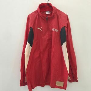 EI1076 実物 ビンテージ PUMA 浅香山 長袖 ハーフジップ ナイロンジャケット 赤 メンズ L