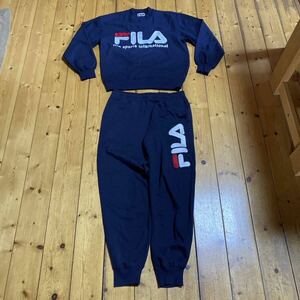 メンズ フィラ FILA トレーナー上下セット 紺色 Sサイズ