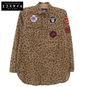 HYSTERIC GLAMOUR ヒステリックグラマー レオパード ワッペン ミリタリーシャツ トップス メンズ ブラウン M 01182AH03