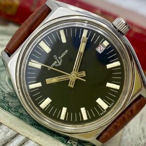 【レトロなデザイン】★送料無料★ ユリスナルダン ULYSSE NARDIN メンズ腕時計 ブラック デイト 手巻き アンティーク