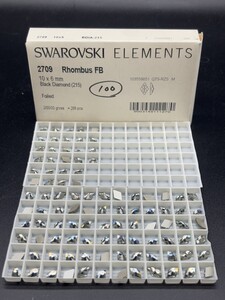 ☆ほぼ未使用 SWAROVSKI スワロフスキー ヴィンテージ ルース 約100個 2709 10×6mm 2gross Black Diamond 215 ブラックダイヤモンド R-54