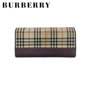 バーバリー 長財布 がま口 財布 レディース メンズ チェック BURBERRY 中古