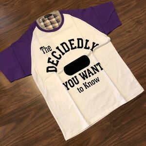 【DIALETTI メンズ】白×紫　重ね着風　ラグラン袖　フロッキーロゴ入り　半袖Tシャツ 《新品》3L（XXXL）