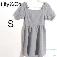 ★美品★ titty＆Co. 　ブラウス　半袖　チェック　ペプラム　バルーン袖