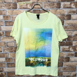 H&M エイチアンドエム メンズ ビッグプリント 半袖Tシャツ M 黄色